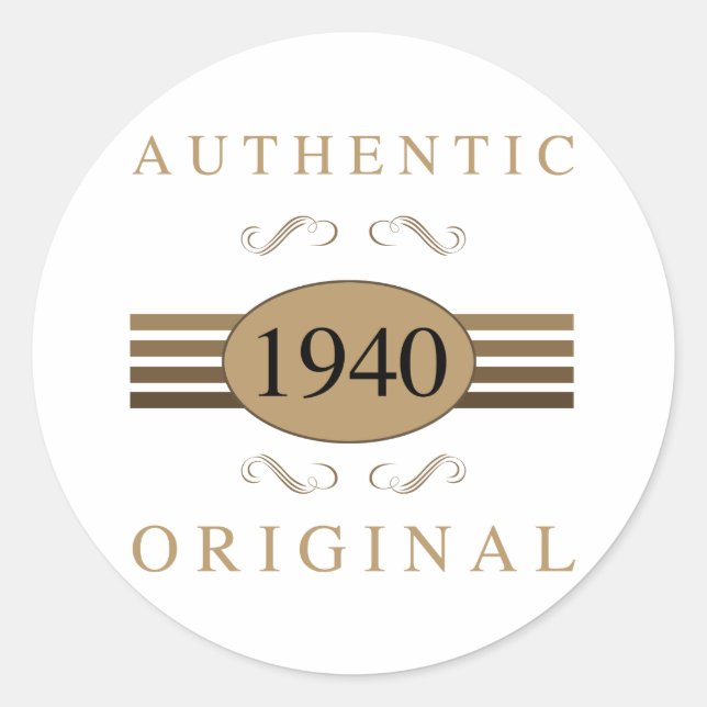 1940 Ursprünglicher 80. Geburtstag Runder Aufkleber (Vorderseite)