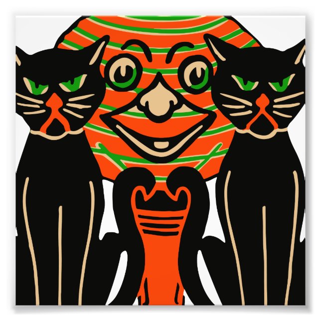 1940 Vintages Halloween-Schwarze Katzen Fotodruck (Vorne)
