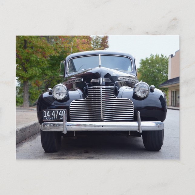 1940 Zwei-Türen-Black-Sedan Postkarte (Vorderseite)