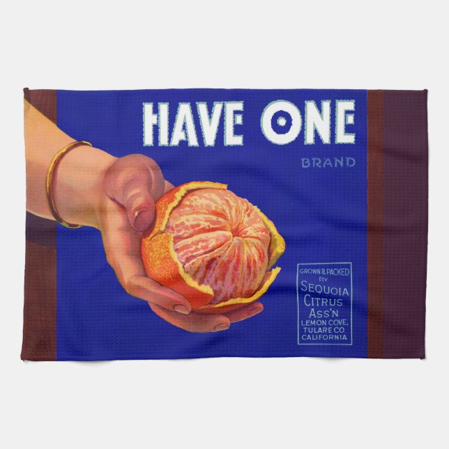 1940er Jahre haben ein orangefarbenes Etikett Geschirrtuch (Horizontal)
