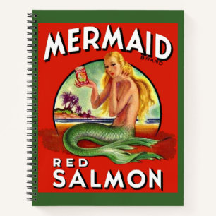 1940er Jahre Mermaid Lachs kann Print beschriften Notizbuch
