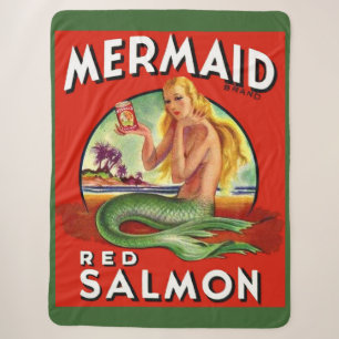 1940er Jahre Mermaid Lachs kann Print beschriften Sherpadecke