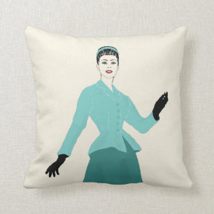 1940er Jahre Modeplatten-Frau, Retro-Vintage Kissen