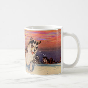 1940er Jahre sibirische Huskys beim Schlittenfahre Kaffeetasse