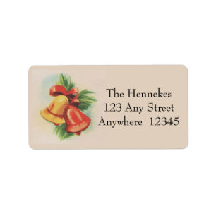 1940s Christmas Bells Adressaufkleber