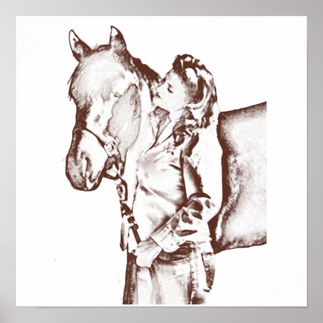 1940's Cowgirl and Horse Poster (Vorne)