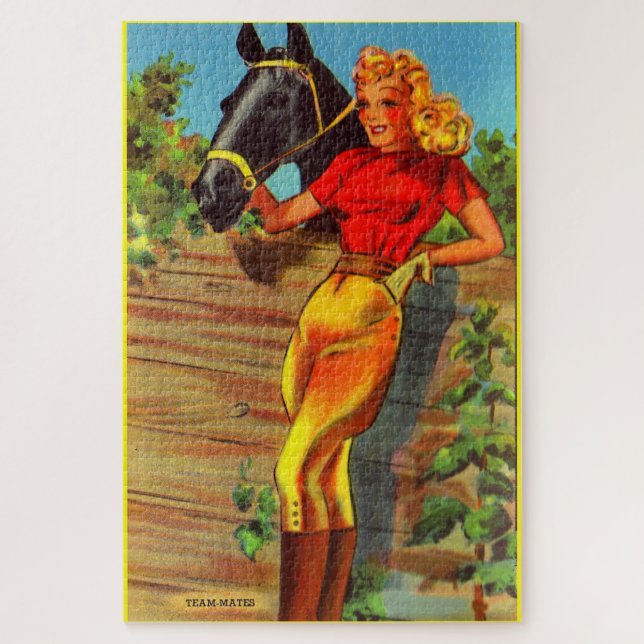 1940s pin-up gal and horse (Vertikal)