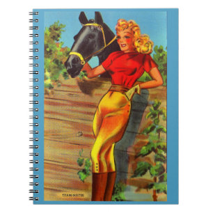 1940s pin-up gal and horse notizblock