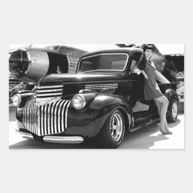 1941 Chevy Hot Rod Pickup Truck Rechteckiger Aufkleber (Vorderseite)