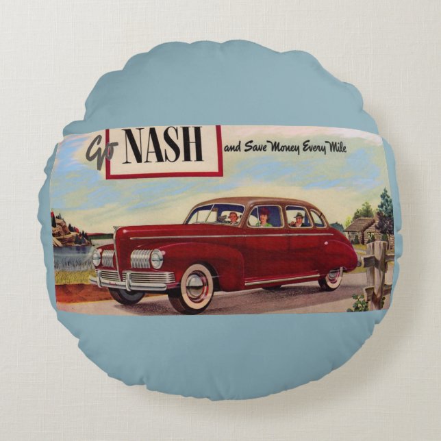1941 Nash-Automobilanzeige Rundes Kissen (Vorderseite)