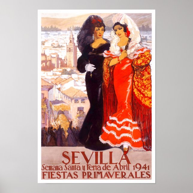 1941 Sevilla Spanien Jahrgang Poster (Vorne)