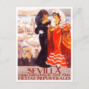 1941 Sevilla Spanien Vintage-Reise Postkarte
