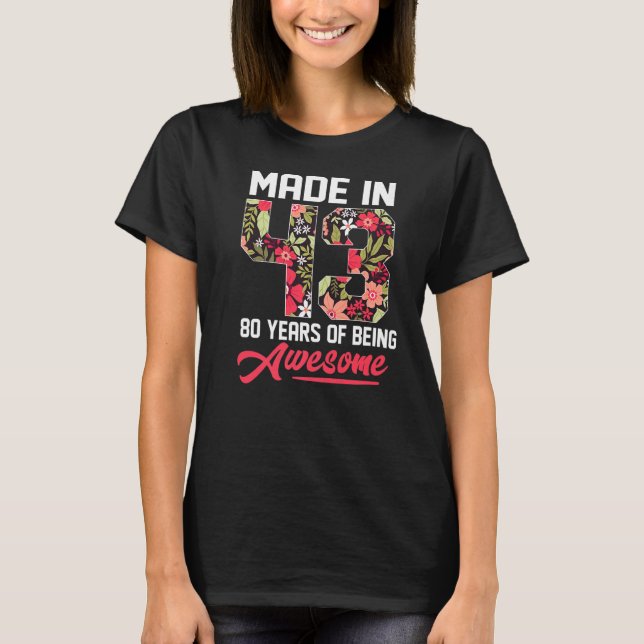 1943 geboren Mädchen für Männer Frauen in Flo T-Shirt (Vorderseite)