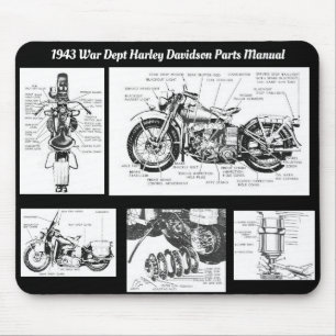 "1943 War Dept Harley Davidson Parts Manual" Mousepad