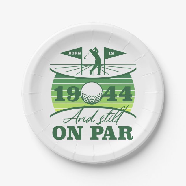 1944 80. Birthday Golf Spaß Pappteller (Vorderseite)