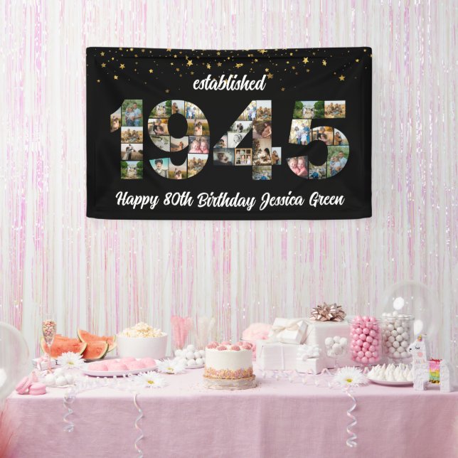 1945 gegründete 80. Geburtstagsparty FotoCollage Banner (Party)