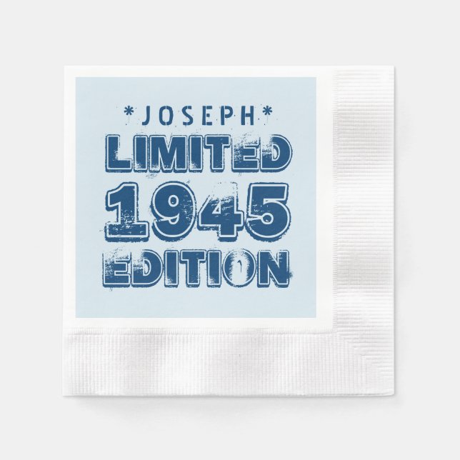 1945 oder Any Year Birthday Limited Edition 70th V Serviette (Vorderseite)