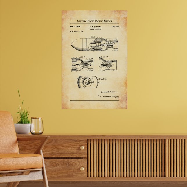 1945 US-Patent 2460289 - Raketenprojektile Poster (Wohnzimmer 2)