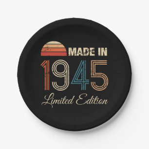 1945 Vintag 80. Geburtstag Pappteller