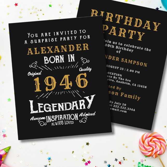 1946 Budget 80th Birthday Invitation Legend Flyer (1946 birthday invitation budget flyer.)