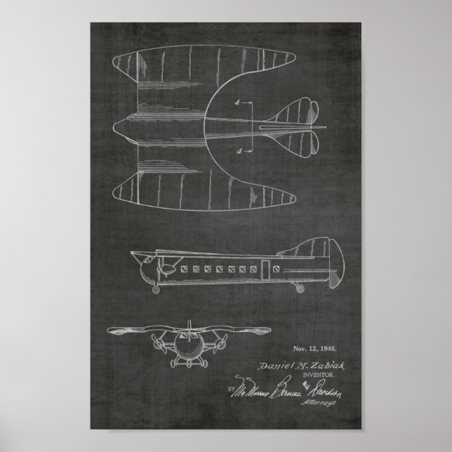 1946 Fluggastflugzeug-Patentkunst Zeichnend Druck Poster (Vorne)