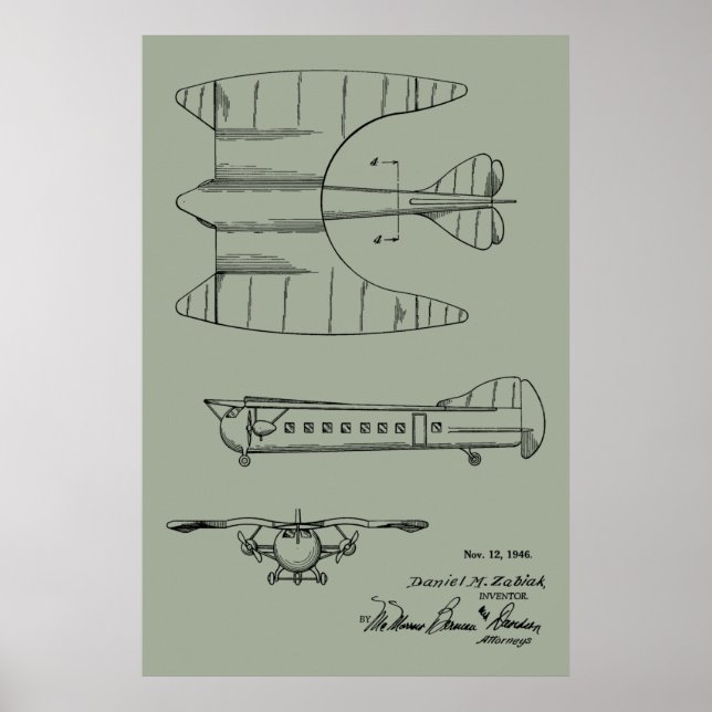 1946 Fluggastflugzeug-Patentkunst Zeichnend Druck Poster (Vorne)