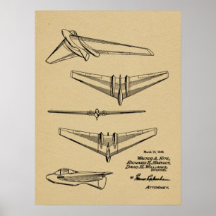 1946 Flugzeugtragflächen-Patent Kunst Druck Poster