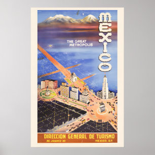 1946 Mexiko Die große Metropole im Vintage-Stil Poster