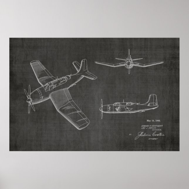 1946 Militärflugzeug-Patentkunst Zeichnend Druck Poster (Vorne)