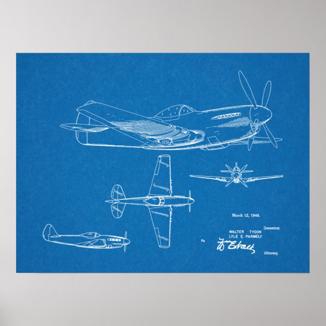 1946 Militärflugzeug-Patentkunst Zeichnend Druck Poster (Vorne)