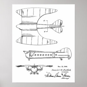 1946 Patentkunstzeichnung eines Passagierflugzeugs Poster