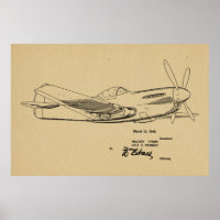 1946 WW2 Flugzeugpatentkunst Zeichnend Druck