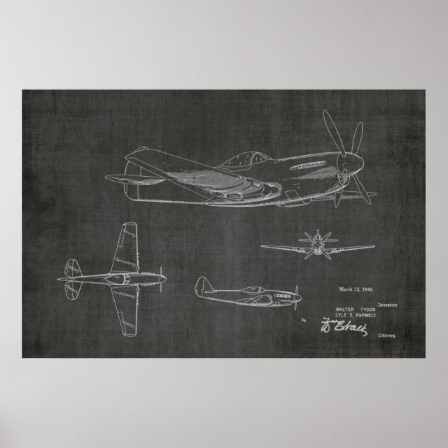 1946 WW2 Flugzeugpatentkunst Zeichnend Druck Poster (Vorne)