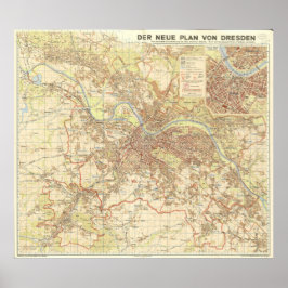 1947 Stadtplan von Dresden, deutscher Städtebau Poster