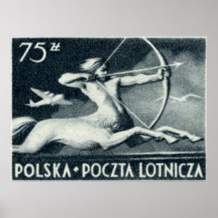 1948 75 zt polnische Luftpost-Briefmarke Poster