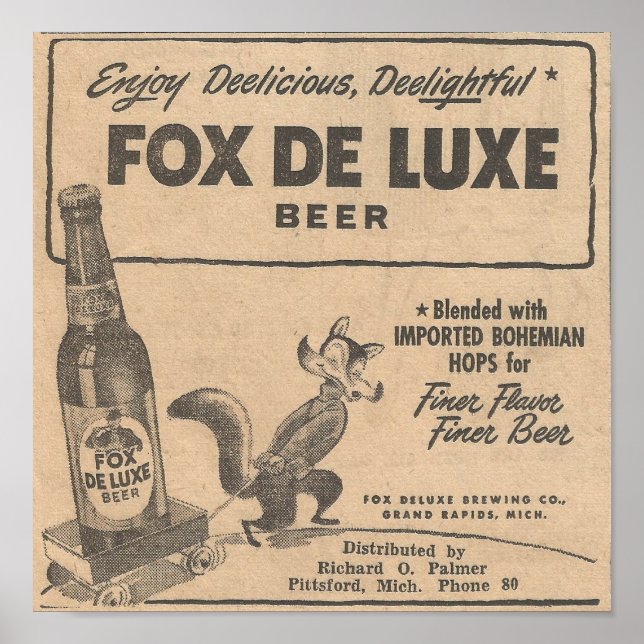 1948 Ad Fox DeLuxe Beer Poster (Vorne)