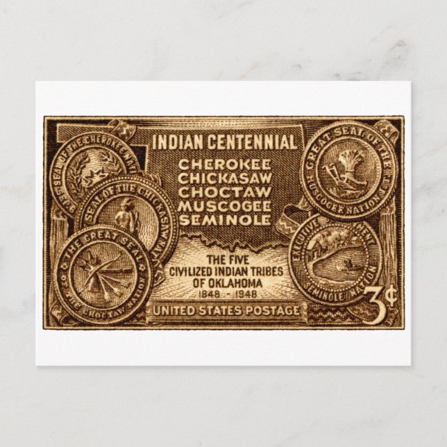 1948 Oklahoma Indian Centennial Briefmarke Postkarte (Vorderseite)