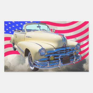 1948 Pontiac Silver Streak und United Staaten Flag Rechteckiger Aufkleber