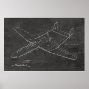 1948 Pusher Flugzeug Patent Art Zeichnend Print Poster