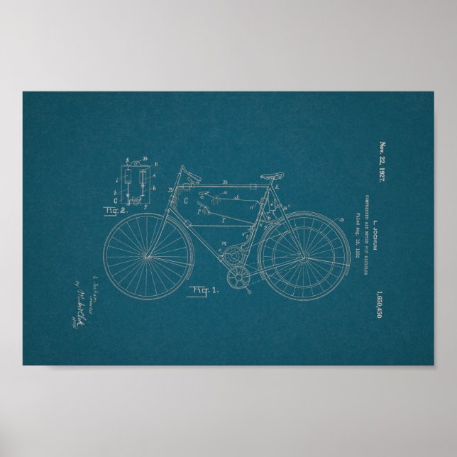 1948 Vintag Schwinn Bicycle Patent Blueprint Art Poster (Vorne)