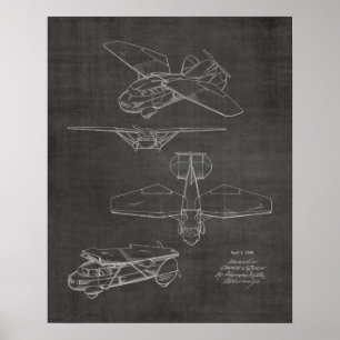 1949 Flying Car Airplane Patent Art Zeichnend Prin Poster