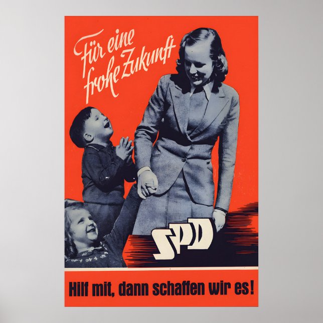 1949 German Labour Party SPD Election Poster For a (Vorne)