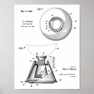 1949 Golfball-Tee-Patent Kunstzeichnung Druck Poster
