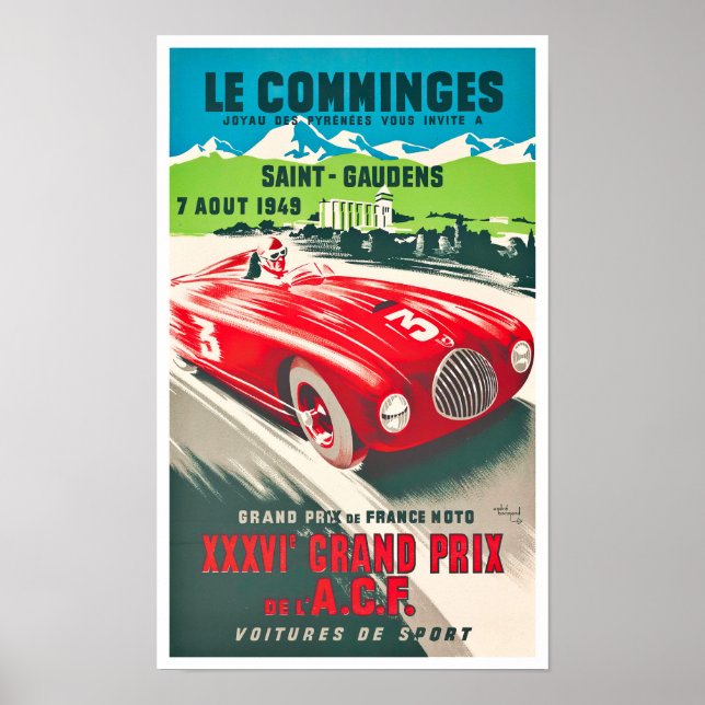 1949 Le Comminges Grand Prix Vintage Rennen Poster (Vorne)