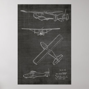 1949 Rücken Prop Flugzeug Patent Art Zeichnend Dru Poster