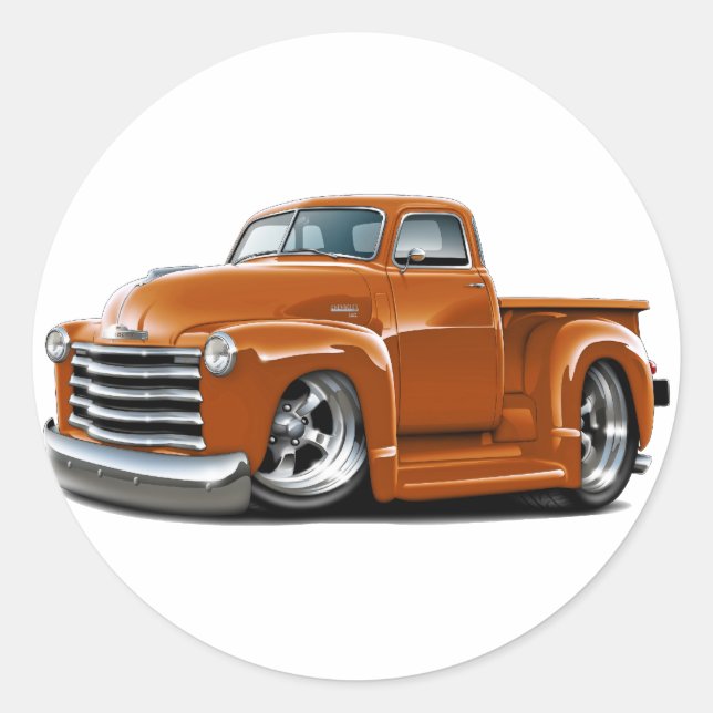 1950-52 Chevy Orange Truck Runder Aufkleber (Vorderseite)