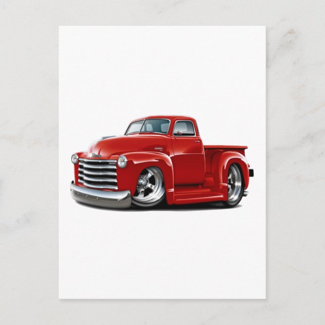 1950-52 Chevy Red Truck Postkarte (Vorderseite)