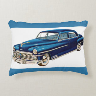 1950 blauer DeSoto-Druck Dekokissen