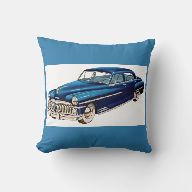 1950 blauer DeSoto-Druck Kissen (Vorderseite)
