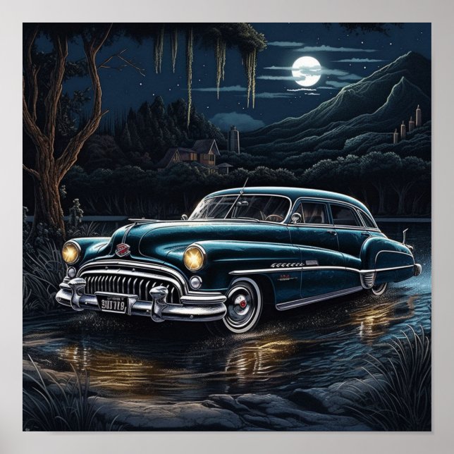1950 Buick Roadmaster Lowrider Bomb Classic Car Poster (Vorne)